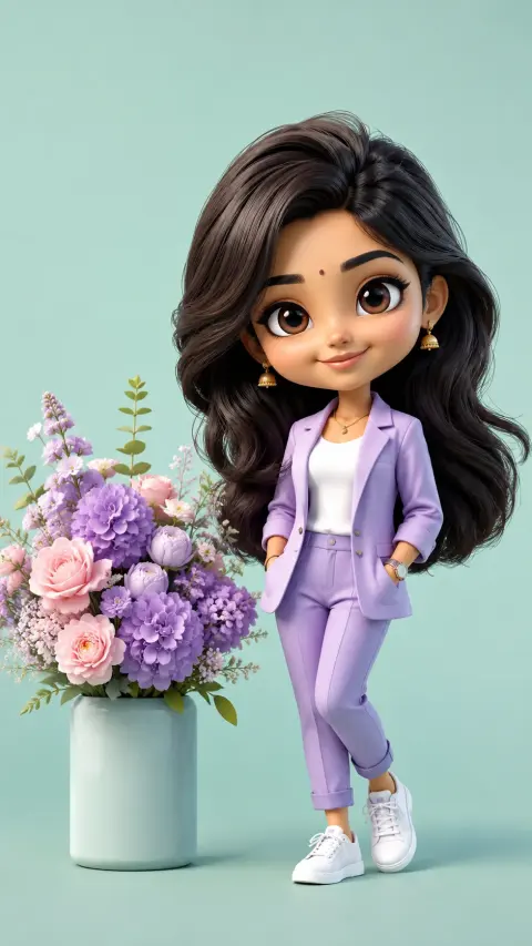 3D Chibi Flower Character