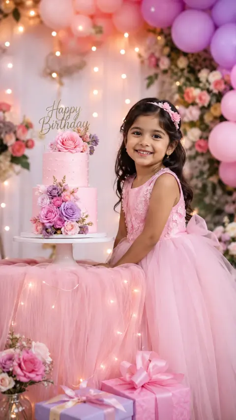 Birthday Girl Pastel Floral Portrait