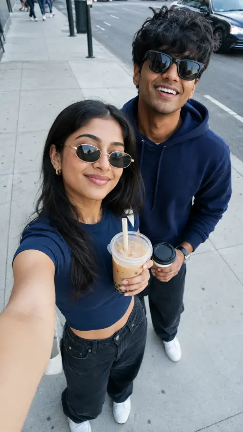Urban Boba Couple Selfie