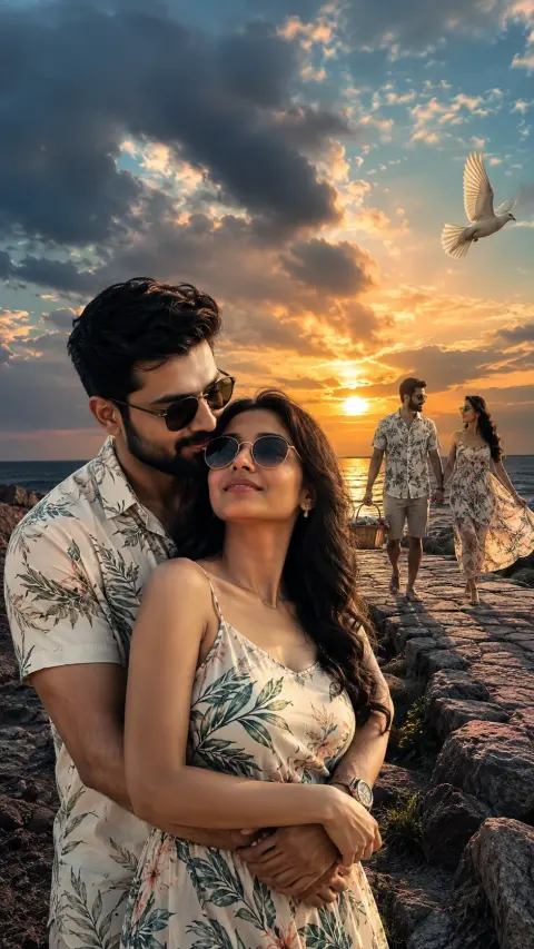 Seaside Anniversary Couple Poster