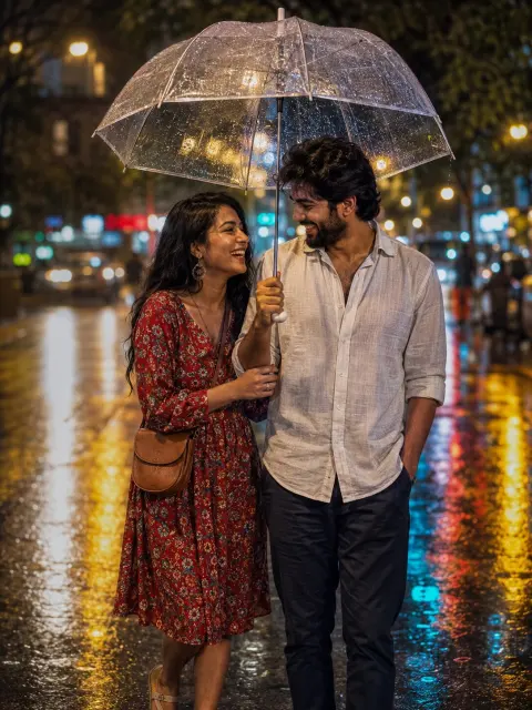 Rainy Umbrella Couple