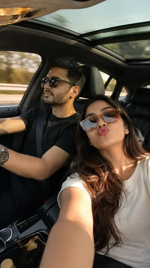 Golden Hour Road Trip Selfie