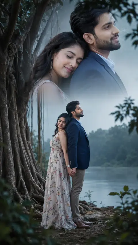 Misty Lake Bollywood Couple Poster