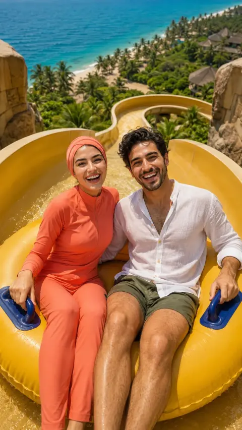 Yellow Tube Slide Couple