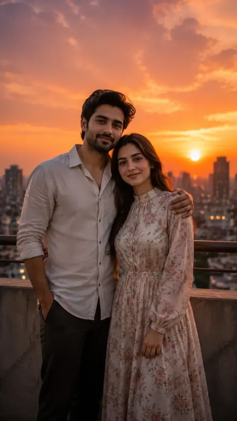 Golden Rooftop Couple