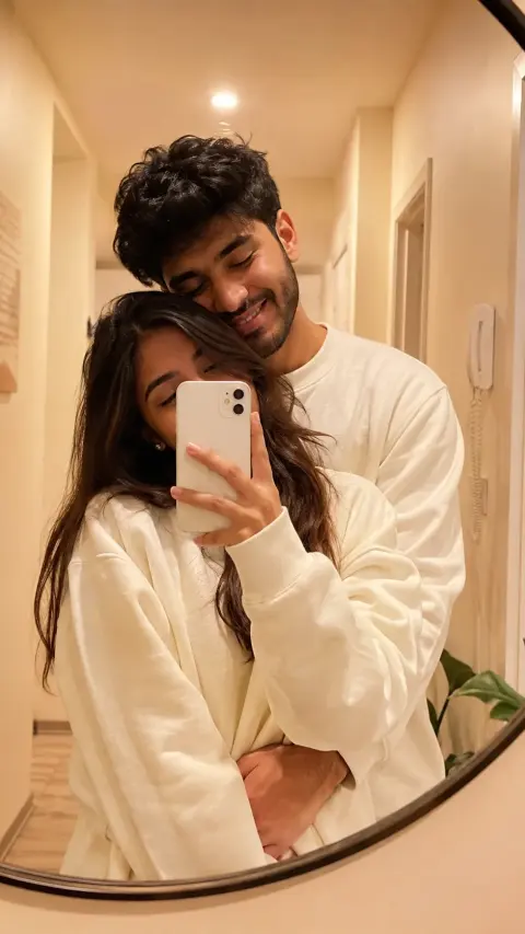 Cozy Mirror Couple Selfie