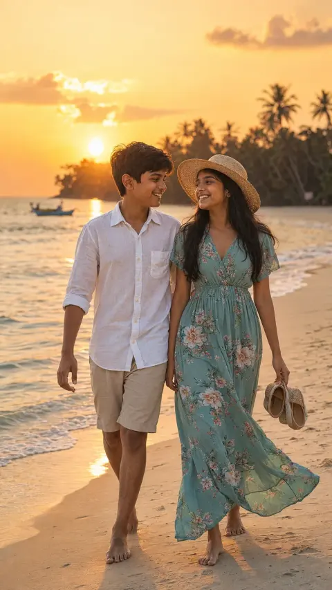 Beach Sunset Siblings
