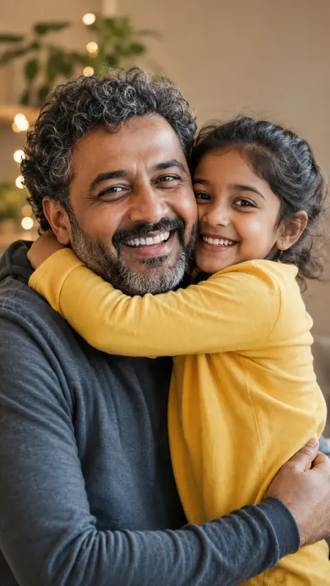 Indoor Hug Father and Child