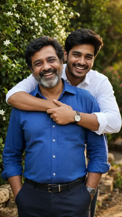 Garden Embrace Father and Son