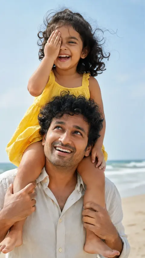 Beach Shoulders Father and Child