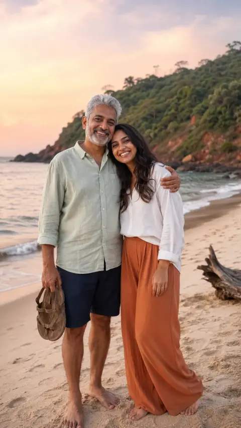 Beach Sunset Father and Daughter