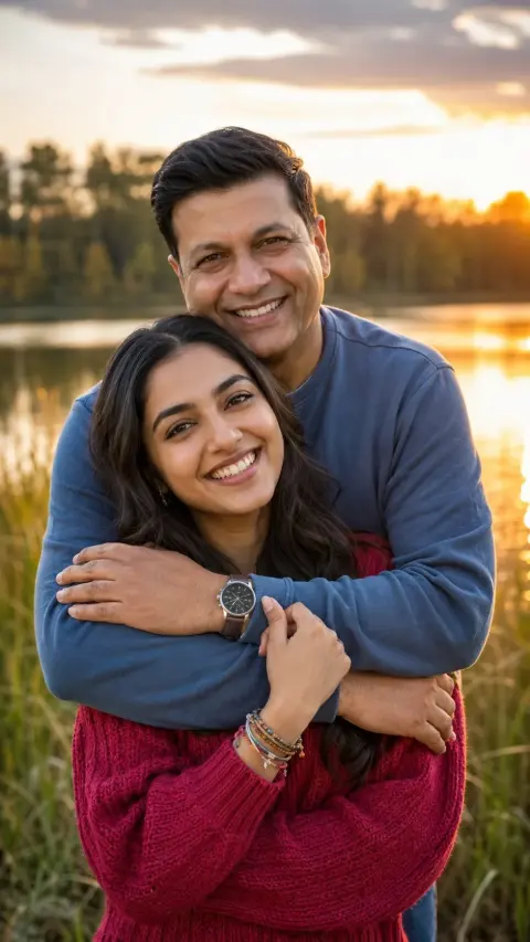 Lakeside Father and Daughter