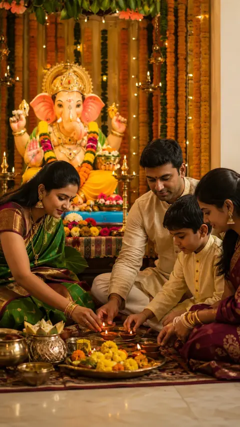 Ganesh Chaturthi Rangoli Sisters