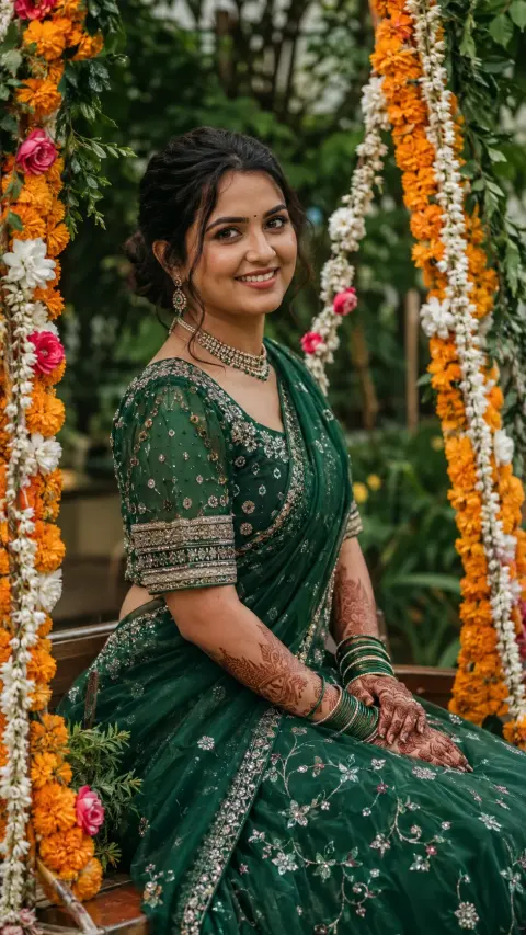 Teej Floral Swing Portrait