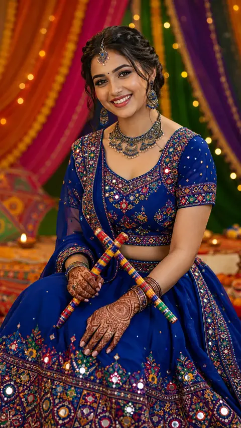 Navratri Blue Chaniya Choli Portrait