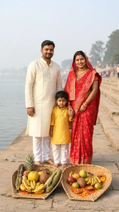 Chhath Puja Family Ghat Portrait