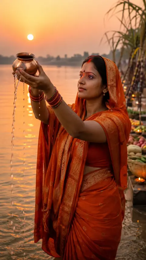 Chhath Puja Sunset Copper Lota