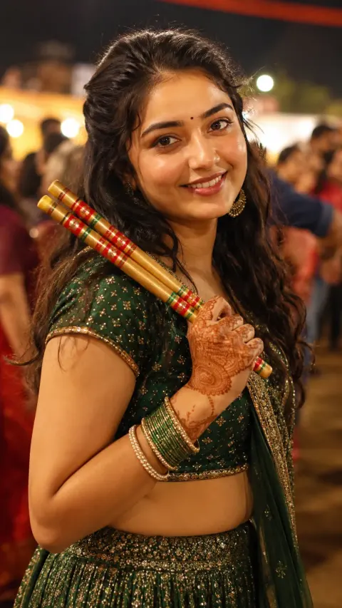 Mehndi and Dandiya Close Portrait