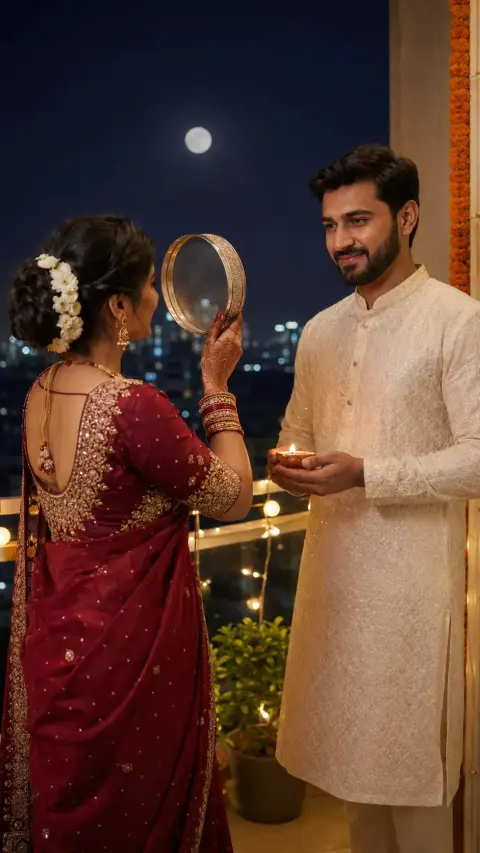 Karwa Chauth Couple Moon Ritual