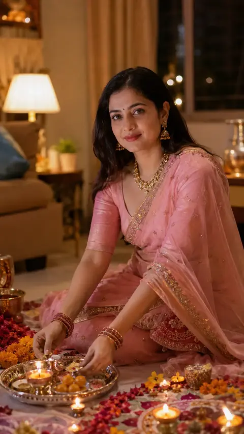 Karwa Chauth Puja Thali Portrait