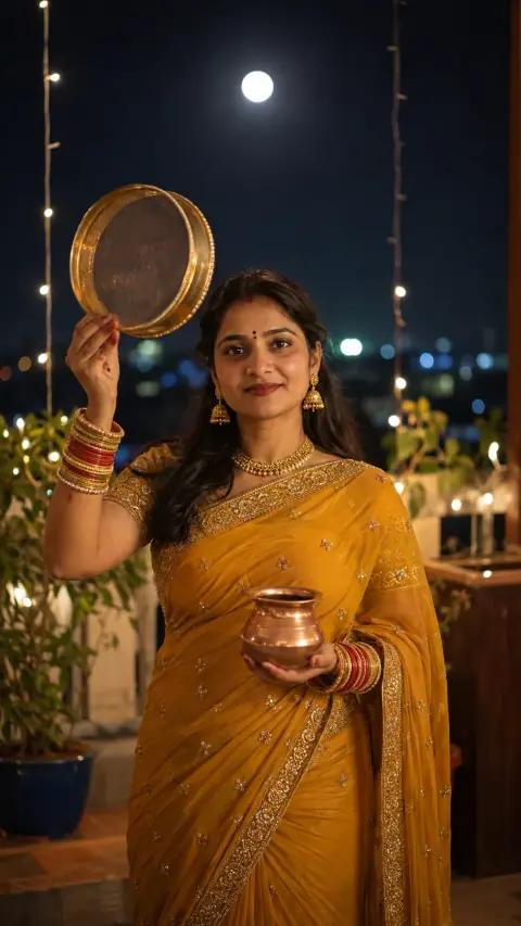 Karwa Chauth Moon Offering Portrait