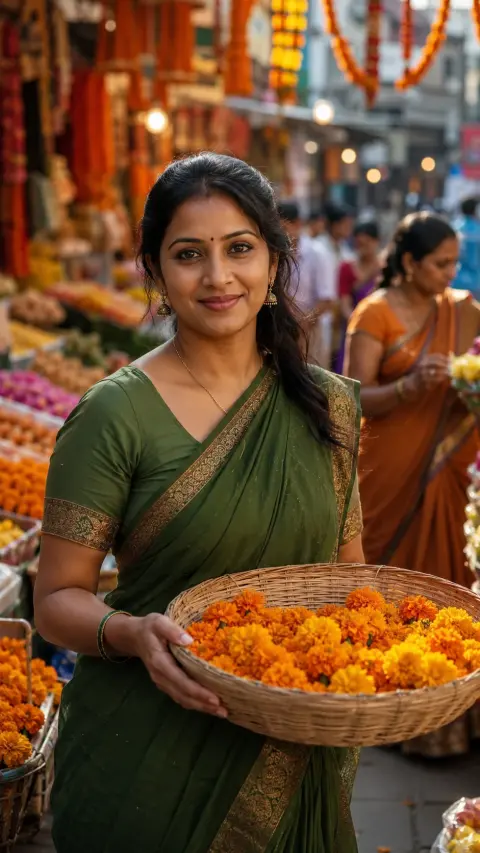 Diwali Flower Market Portrait