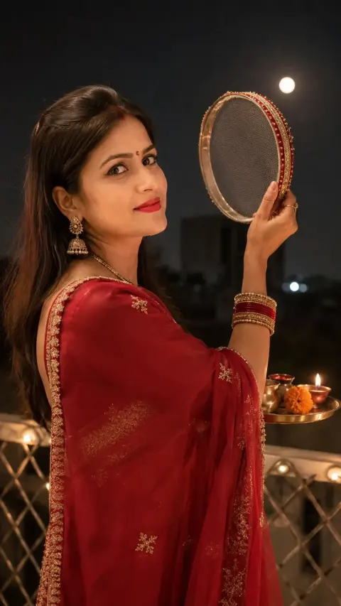 Karwa Chauth Moon Sieve Portrait