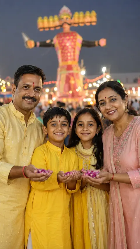 Ravana Effigy Family Evening