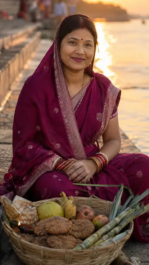 Chhath Puja Golden Ghat Portrait