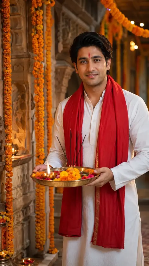 Temple Puja Thali Portrait