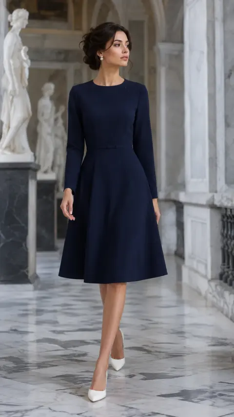 Navy Marble Gallery Dress