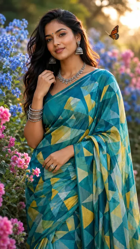 Geometric Saree Garden