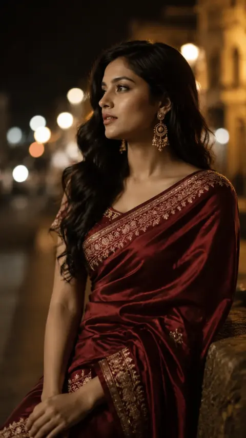 Maroon Night Saree