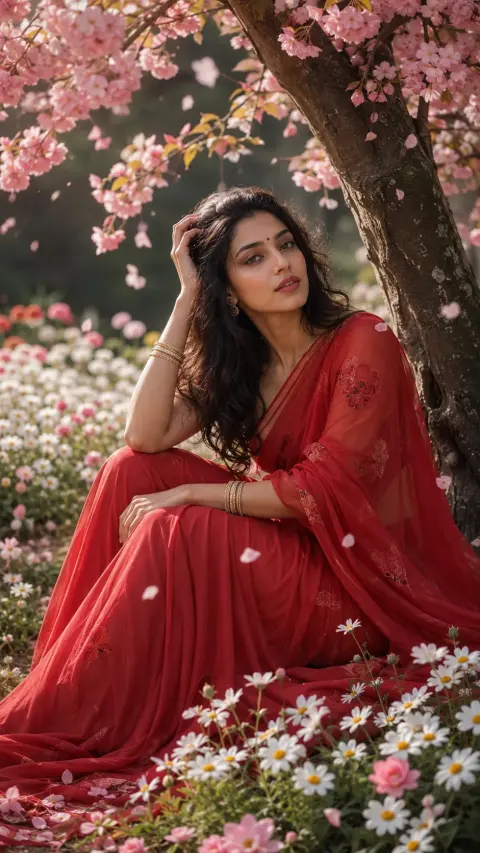 Red Blossom Saree