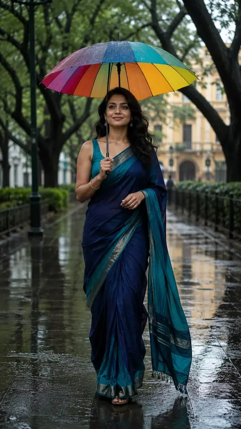 Teal Umbrella Walk