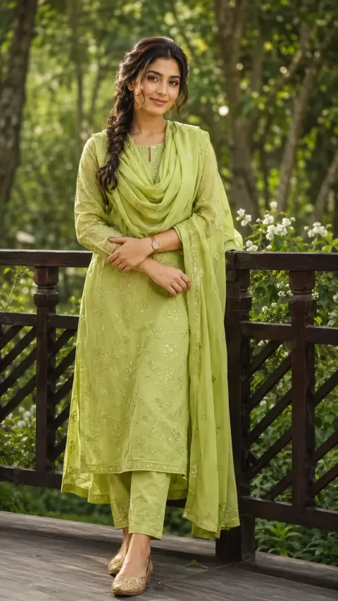 Lime Garden Kurti Portrait