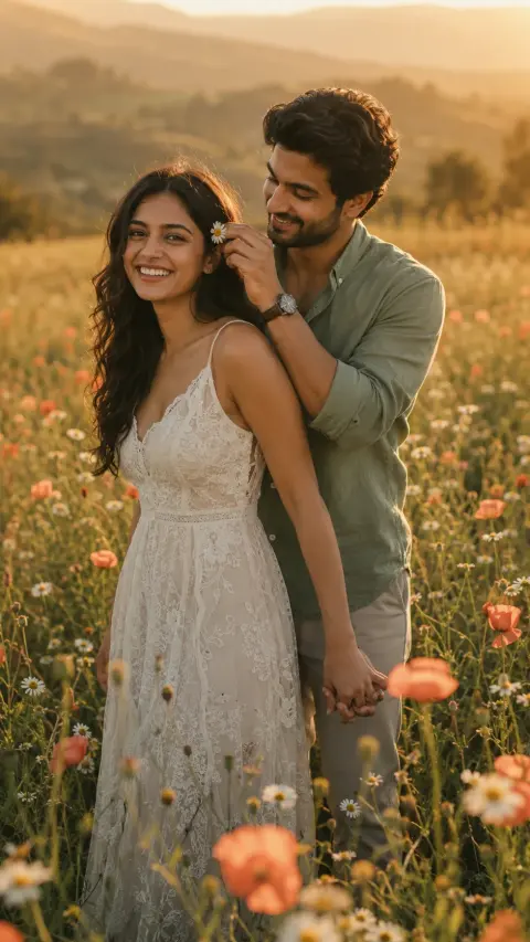 Golden Daisy Meadow Couple