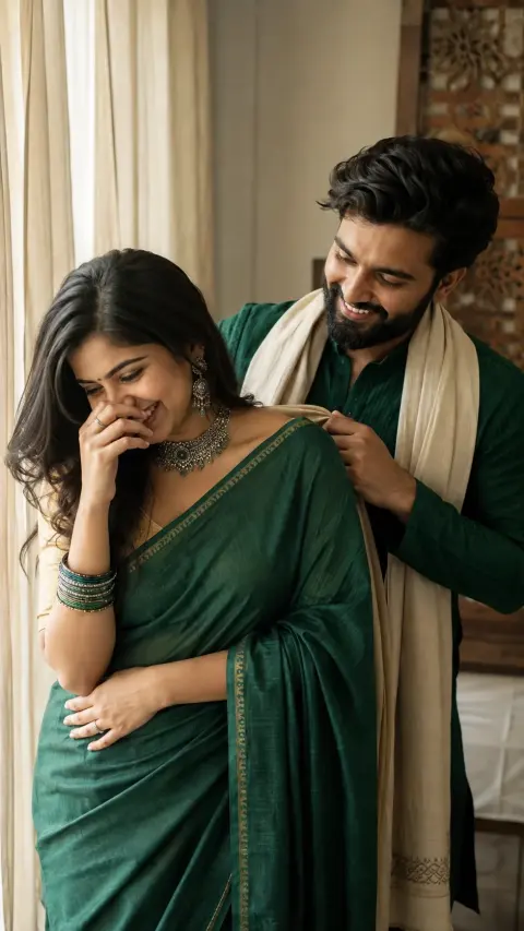 Emerald Saree Candid